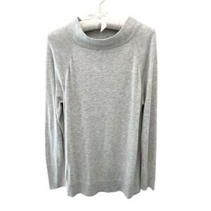 HALOGEN Gray Mock Neck Knit Sweater Soft Cashmere Blend | Petite Small